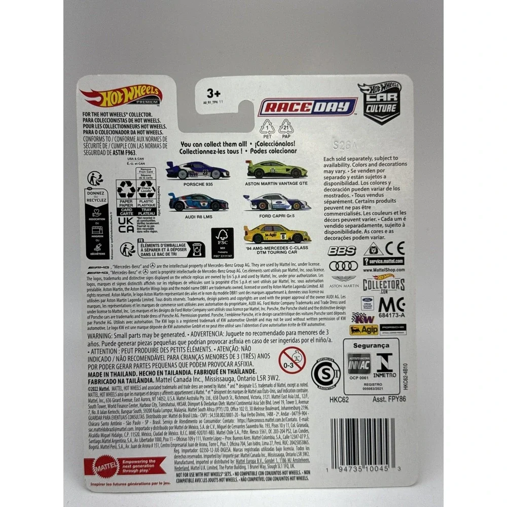 Hot Wheels Premium Race AMG Mercedes Racing Diecast Car Yellow Metal 1:64 FPY86